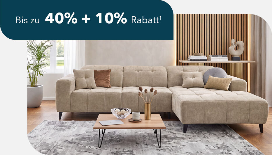 Rabatt bis zu 40+10% Rabatt auf M&ouml;bel , Matratzen und Teppiche
