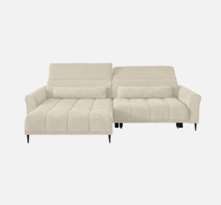 Bild eines weißen Sofas mit grauem Hintergrund