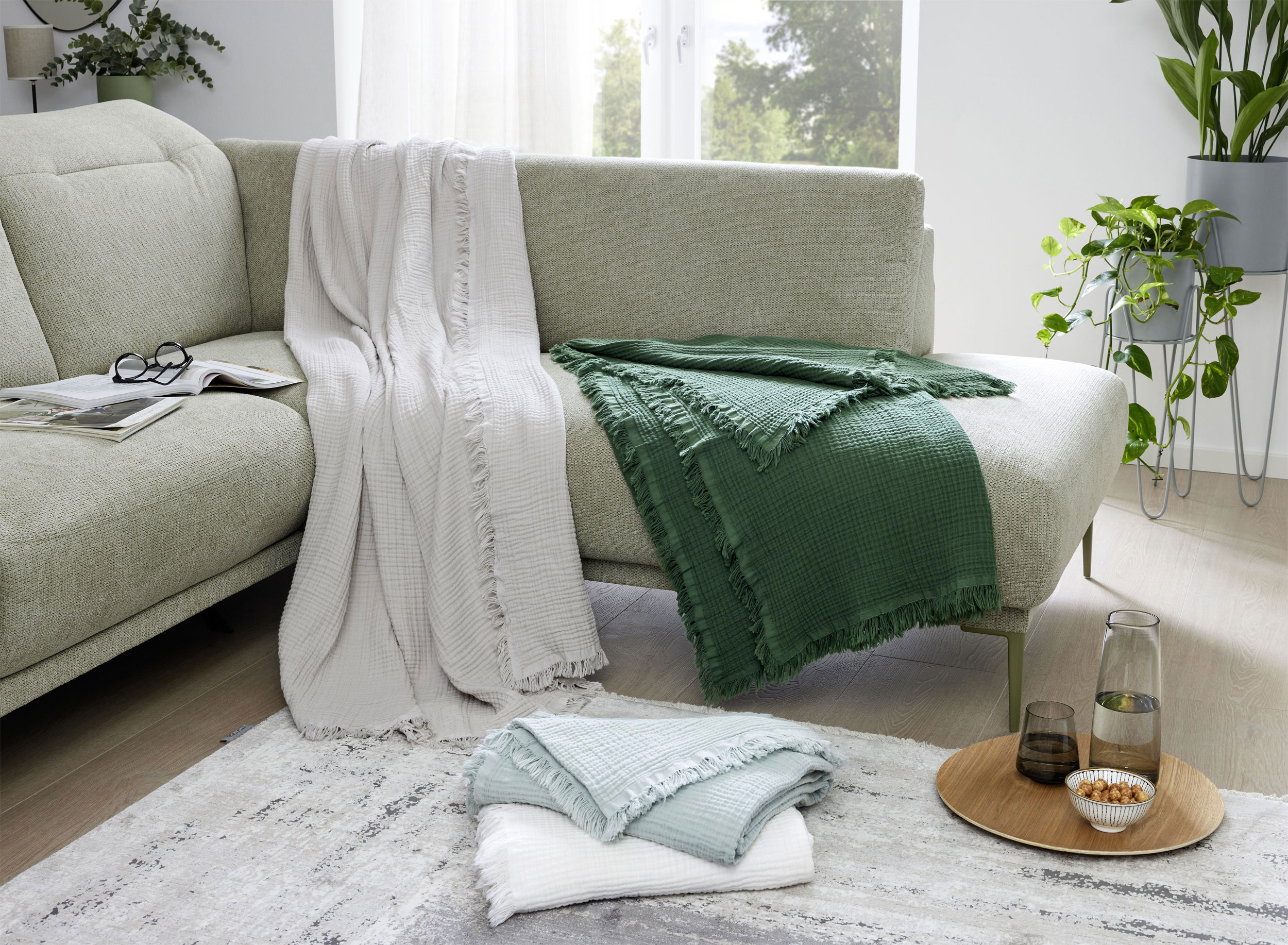 MONDO Musselin-Decke mit Fransen image number 3